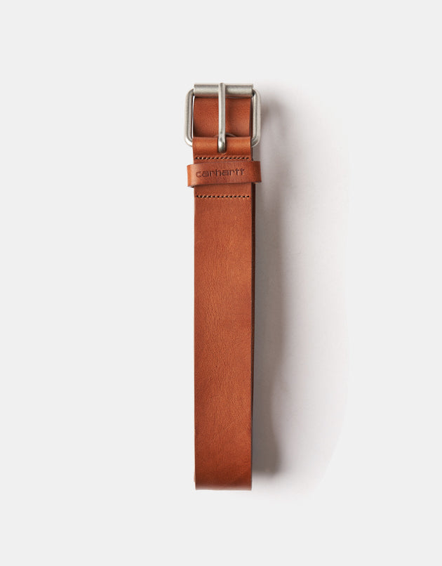 Carhartt WIP Script Leather Belt - Cognac/Silver