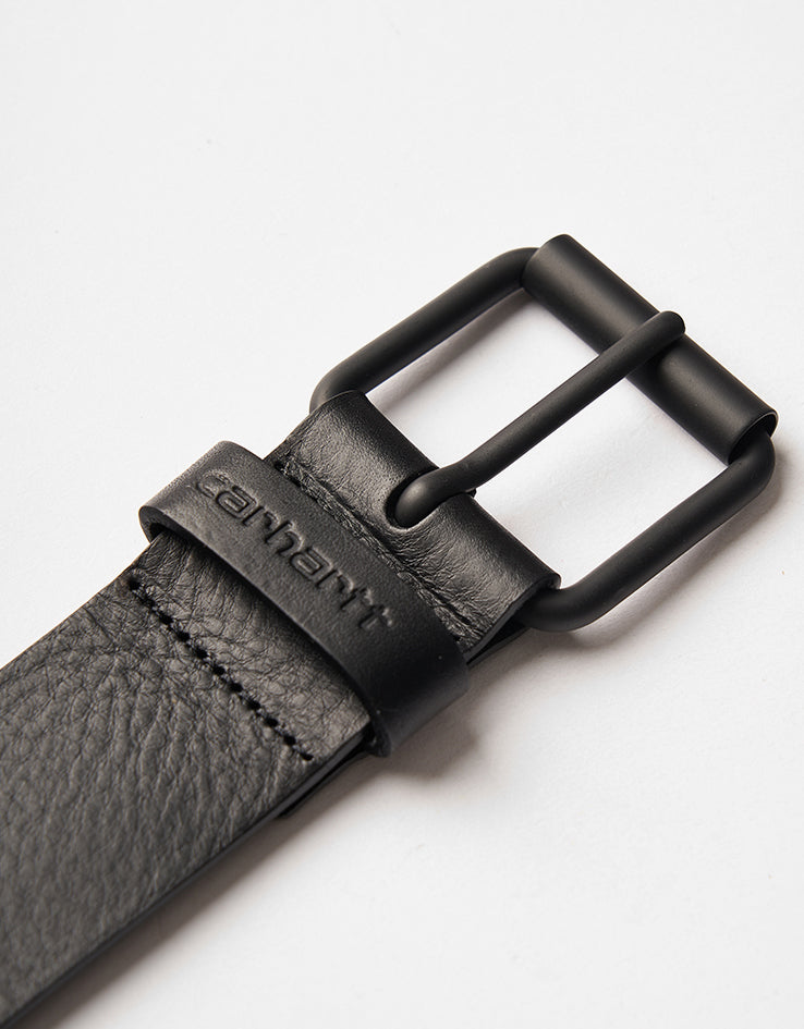 Carhartt WIP Script Leather Belt - Black/Black