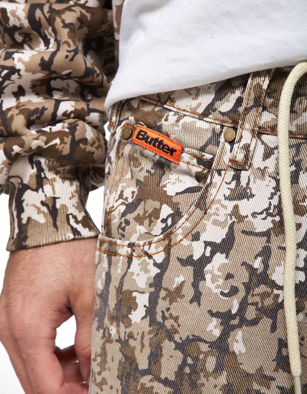 【BUTTER GOODS】Bark Camo Denim Jeans Tan Bark Camo Denim Jeans Tan – Above The Clouds