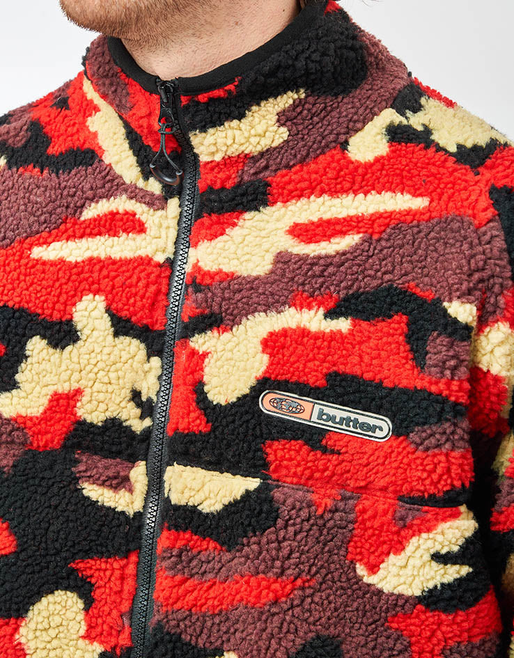 Butter Goods Camo Sherpa Jacket - Red