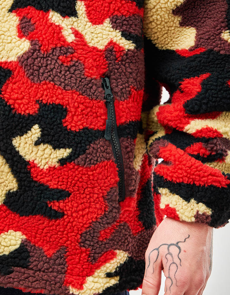 Butter Goods Camo Sherpa Jacket - Red
