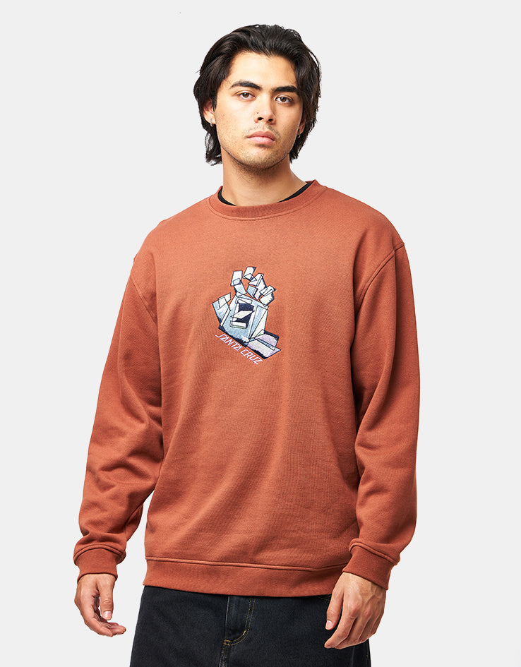 Santa Cruz Screaming Scratched Hand Strip Front Crew - Burnt