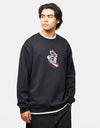 Santa Cruz Screaming Scratched Hand Strip Front Crew - Black