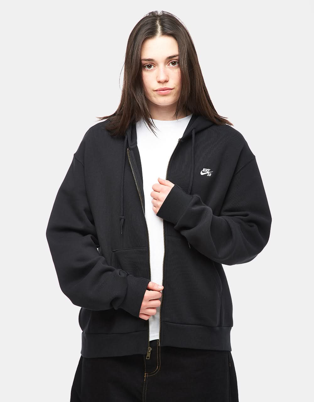 Nike SB Essential Logo Full Zip Hoodie - Black/White – Route One