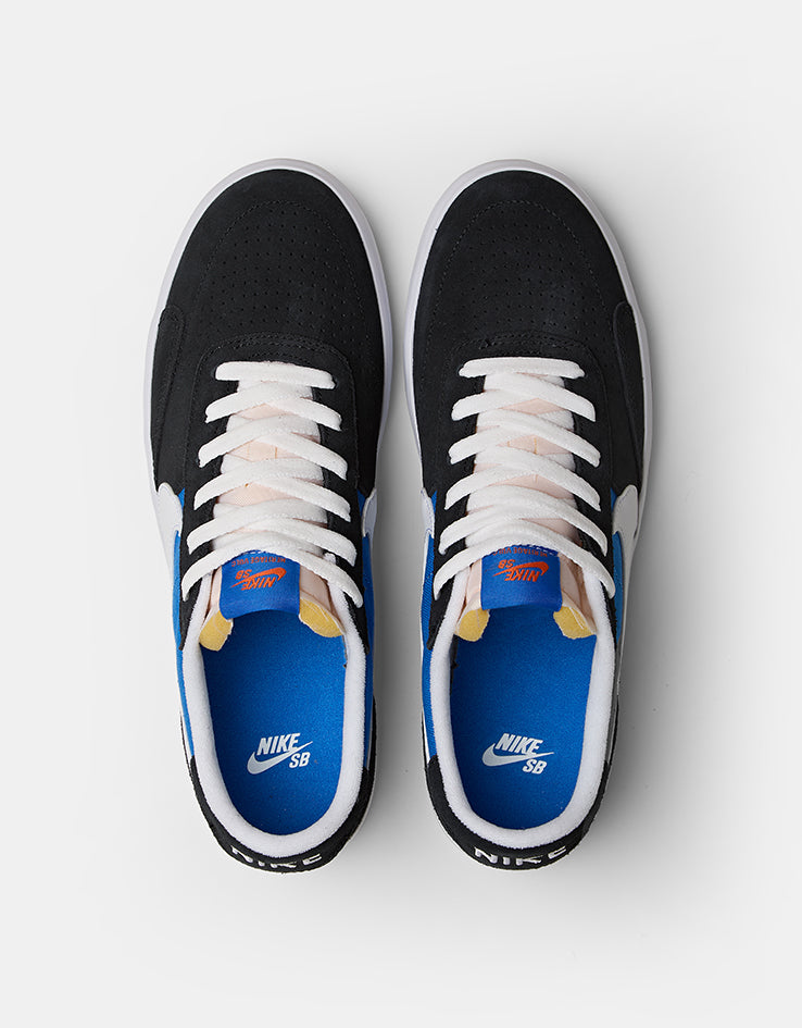 Nike SB Heritage Vulc Skate Shoes - Black/White-Signal Blue-Safety Orange-Black