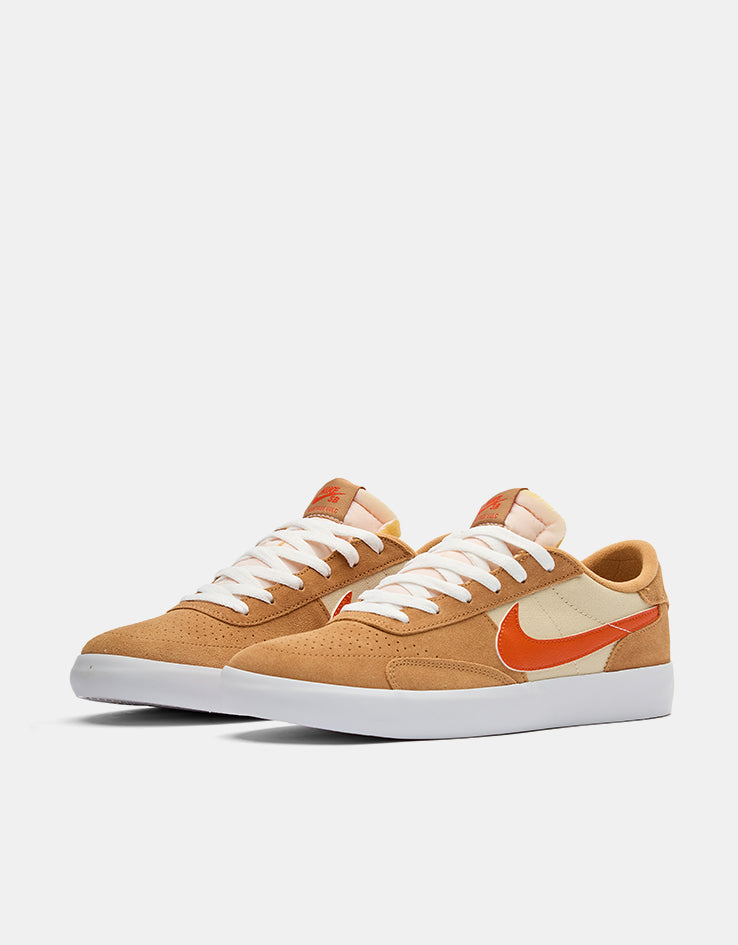 Nike SB Heritage Vulc Skate Shoes - Flax/College Orange-Oatmeal-White