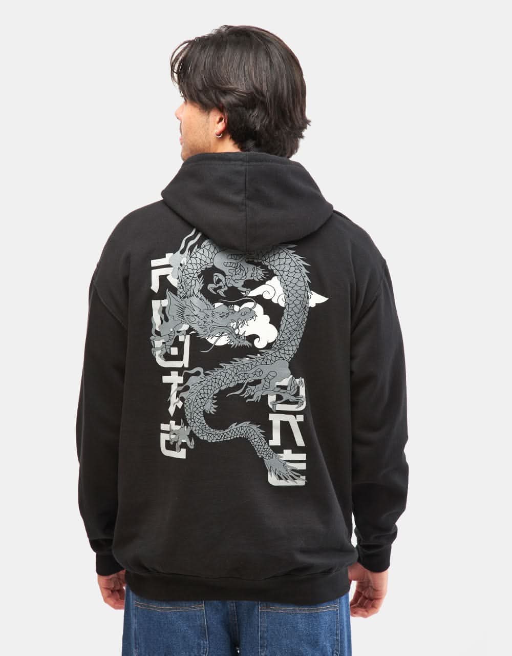 Spiral - Draconis Hoody Black – Gothic Dragon Art Hoodie, 100% Cotton Fleece, Unisex Alternative Fashion