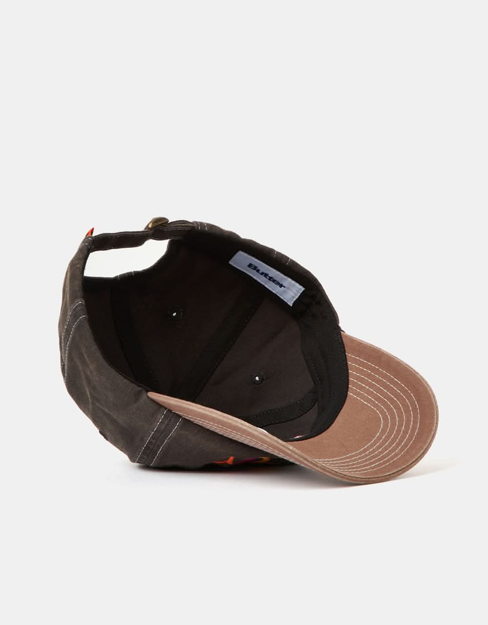Butter Goods Art 6 Panel Strapback Cap - Charcoal/Redwood