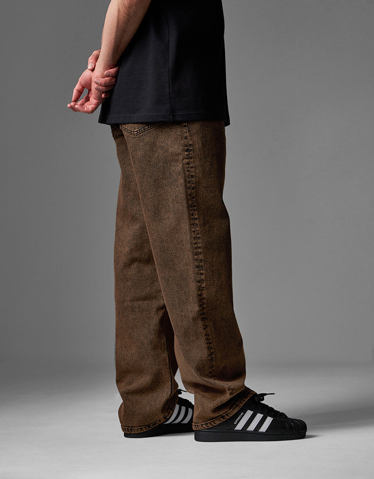 Route One Baggy Denim Jeans - Burnt Mahogony