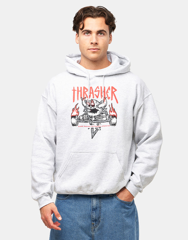Thrasher x Toy Machine Monster-Gram Pullover Hoodie - Ash Grey