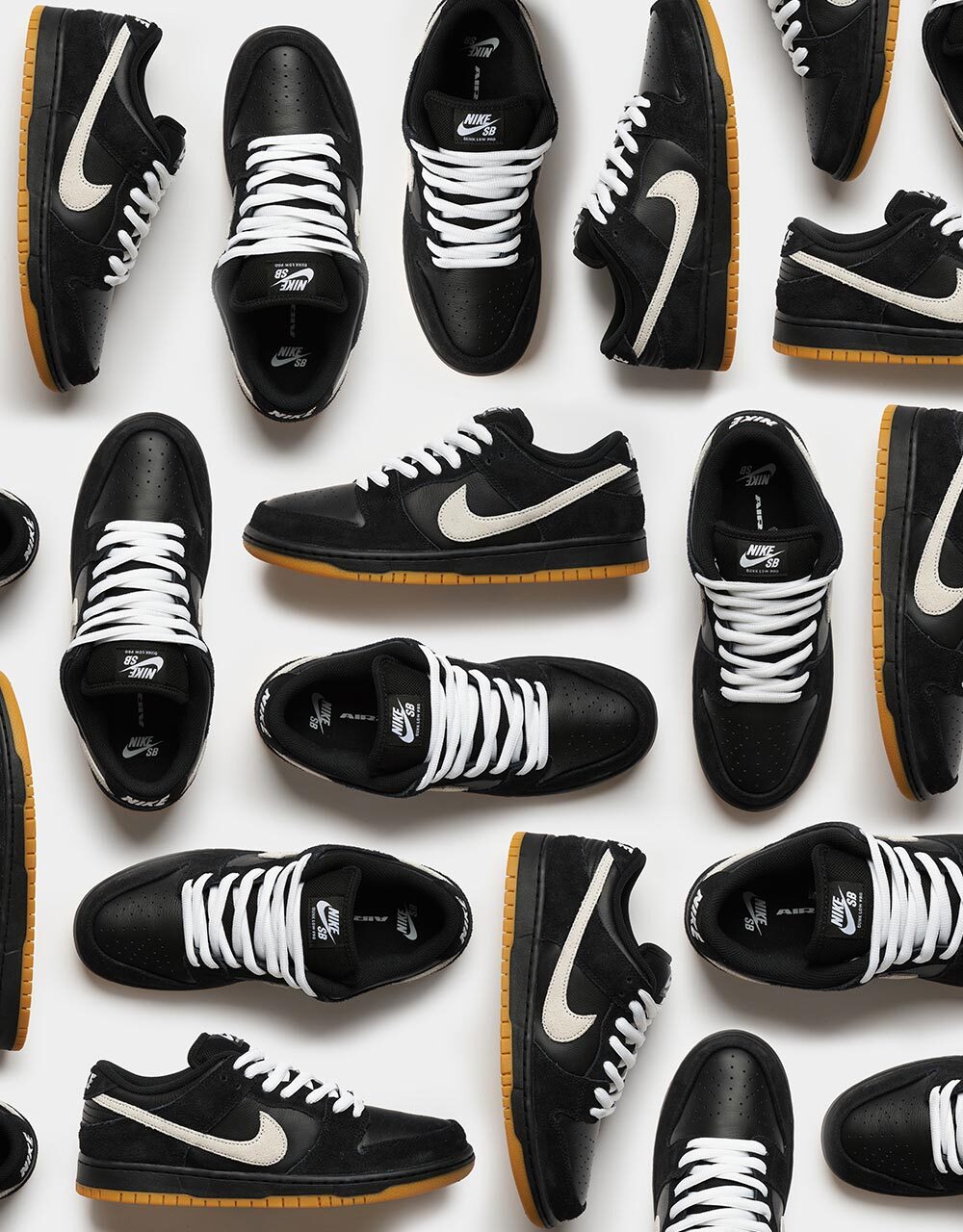 Nike SB Dunk Low Pro Skate Shoes | Black/White-Black-Gum Light
