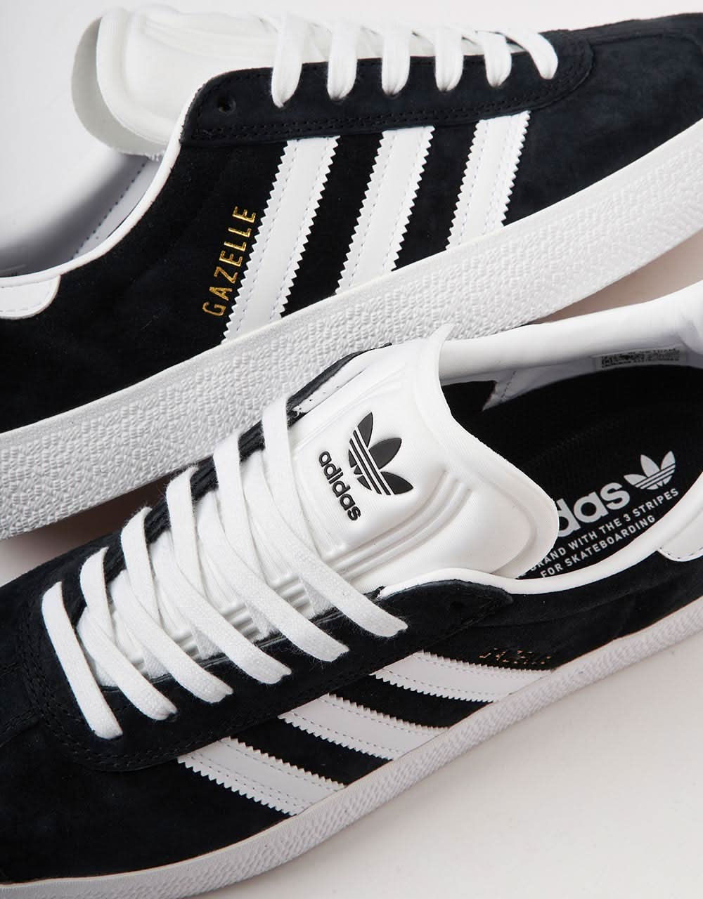 adidas Gazelle ADV Skate Shoes - Core Black/White/Gold Metallic Route One adidas Gazelle ADV Skate Shoes - Core Black/White/Gold Metallic Route One