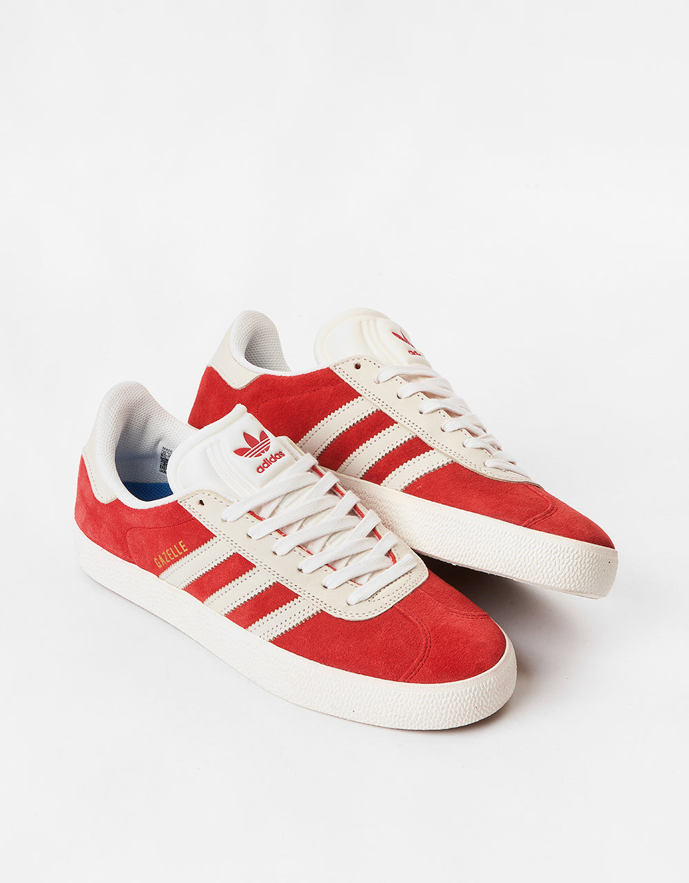 adidas Gazelle ADV Skate Shoes - Better Scarlet/Chalk White/Gold Metal Route One adidas Gazelle ADV Skate Shoes - Better Scarlet/Chalk White/Gold Metal Route One