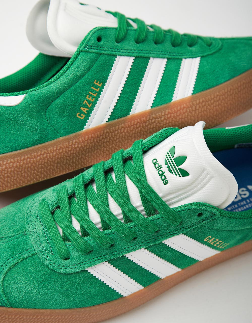 adidas Gazelle ADV Skate Shoes - Green/White/Gold Metallic Route One adidas Gazelle ADV Skate Shoes - Green/White/Gold Metallic Route One