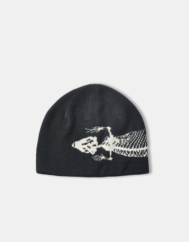 Route One Lizard Recycled Cuffless Beanie - Black/Ivory