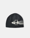 Route One Lizard Recycled Cuffless Beanie - Black/Ivory