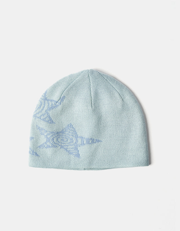 Route One Stars Recycled Cuffless Beanie - Ice Blue