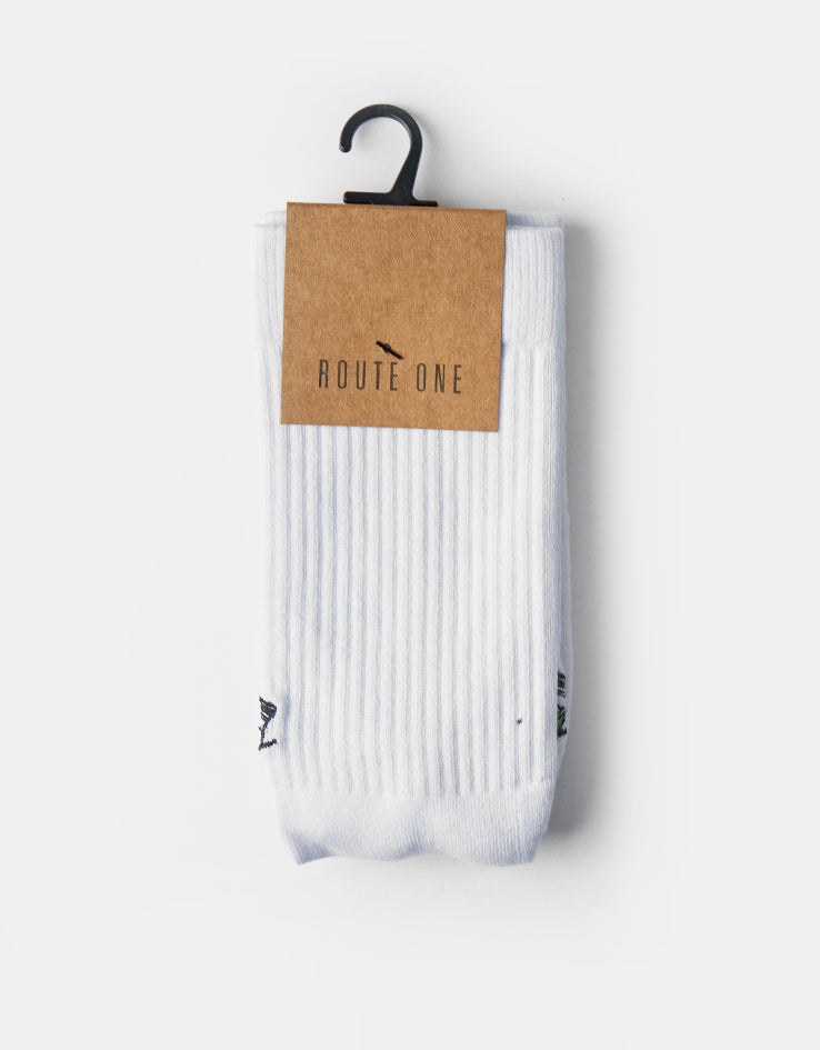 Route One Stash Crew Socks - White