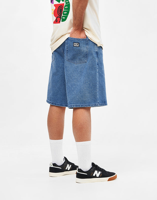 Obey Bigwig Baggy Denim Short - Light Indigo