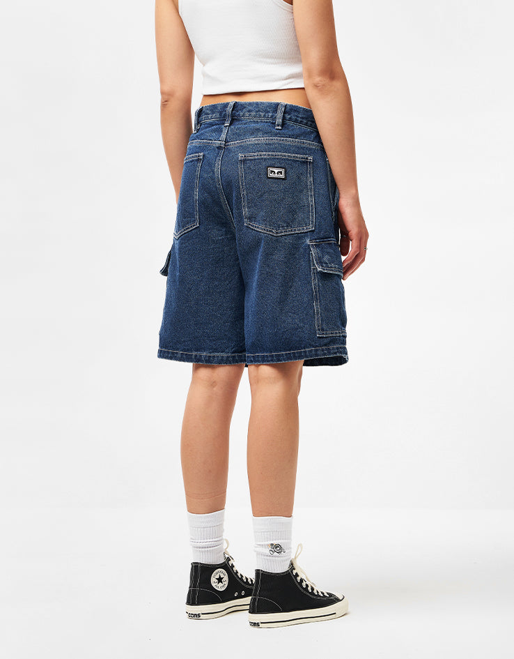Obey Bigwig Baggy Denim Cargo Shorts - Stone Wash Indigo – Route One