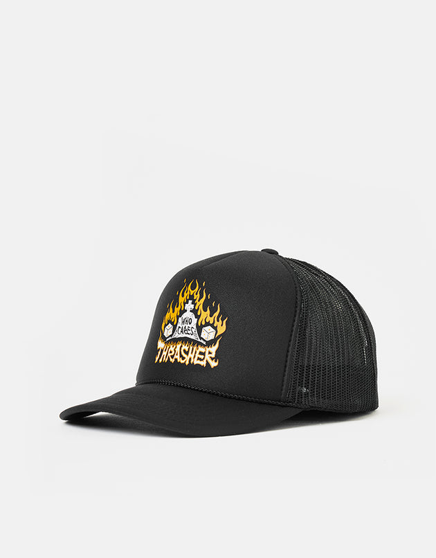 Thrasher x Neckface Who Cares Trucker Cap - Black