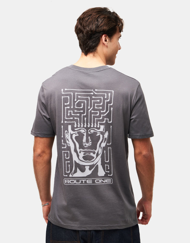 Route One Mind Maze Organic T-Shirt - Anthracite