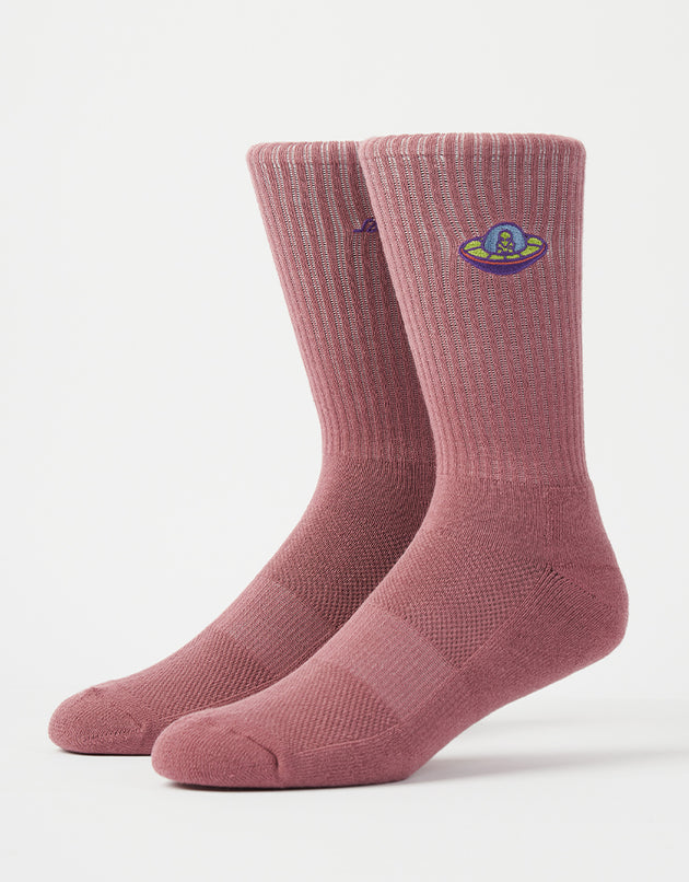 Santa Cruz Winkowski UFO Strip Crew Socks - Universal Pink