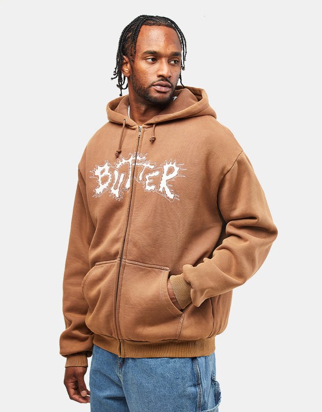 Butter Goods Eruption Zip-Thru Hoodie - Chocolate