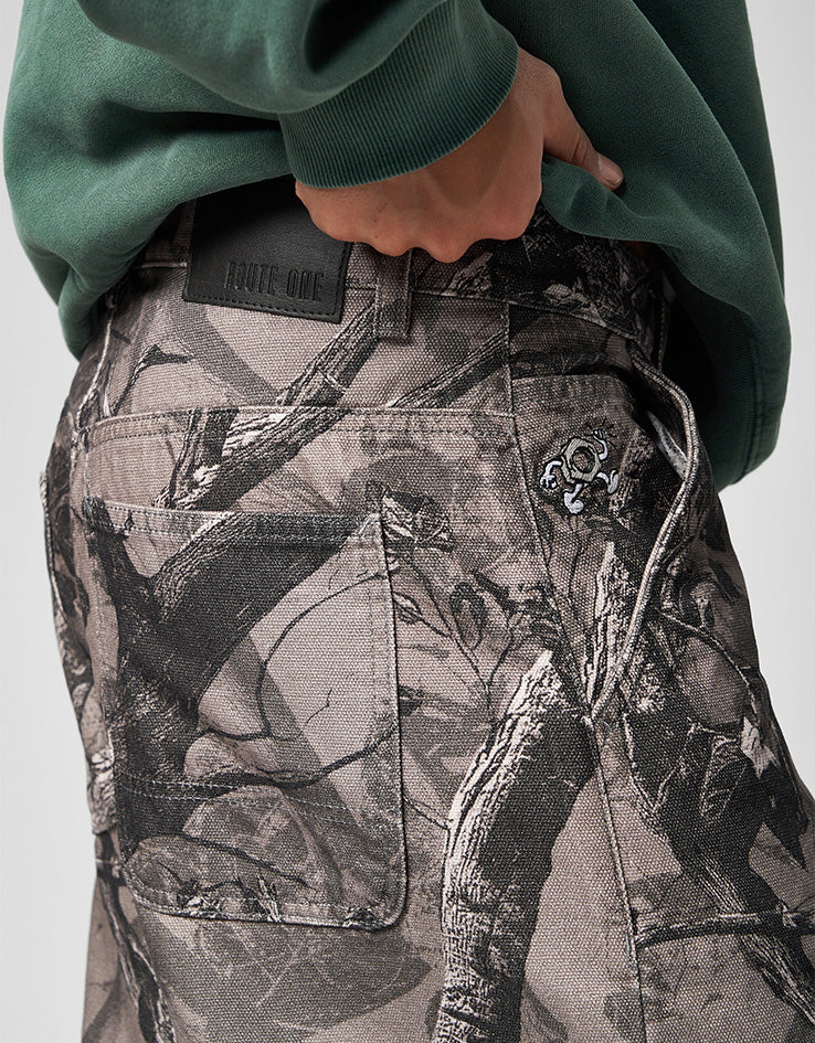Route One Super Baggy Canvas Pants - Tree Camo (Black)