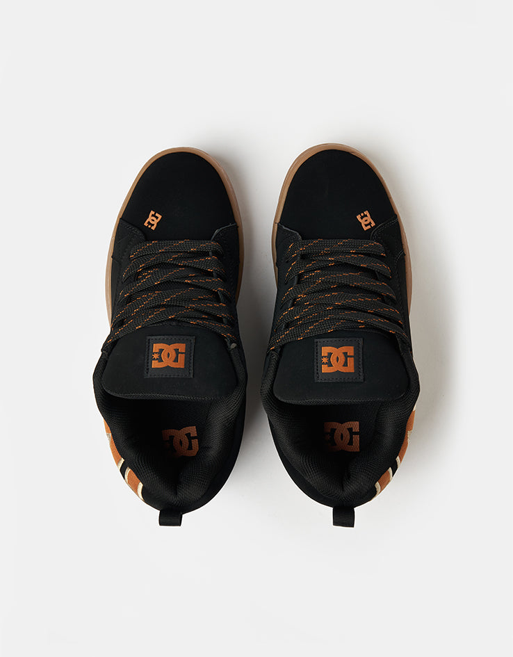 DC Court Graffik Skate Shoes - Black/Brown/Gum