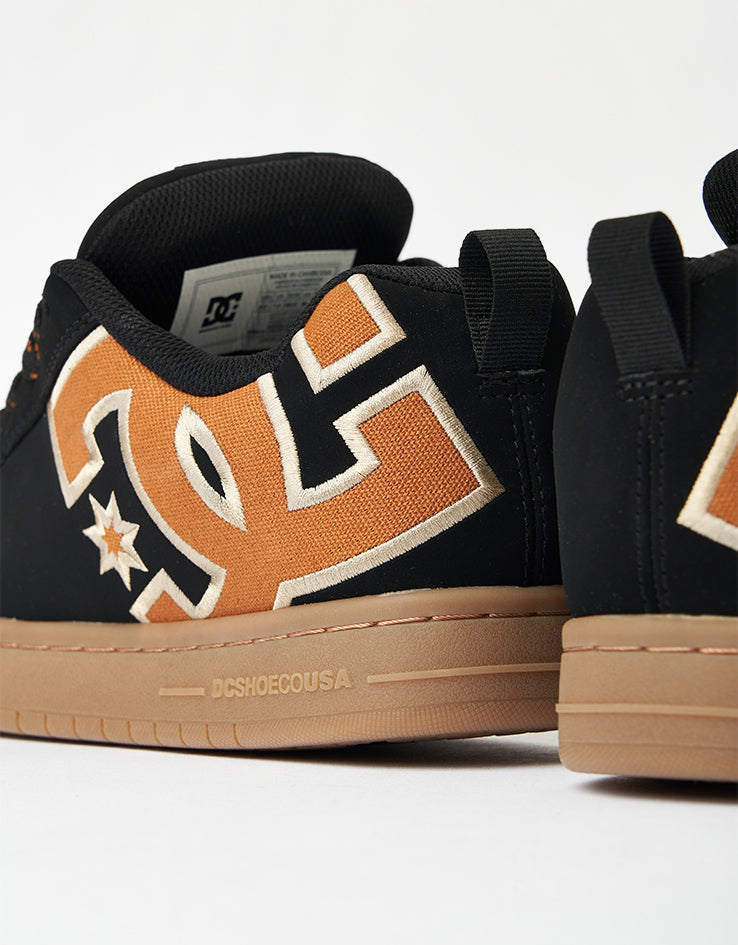 DC Court Graffik Skate Shoes - Black/Brown/Gum