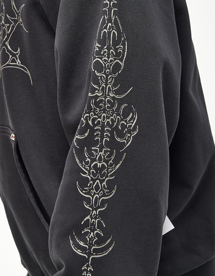 Welcome Grapple Cropped Pigment-Dyed Zip Hoodie - Black (Metal