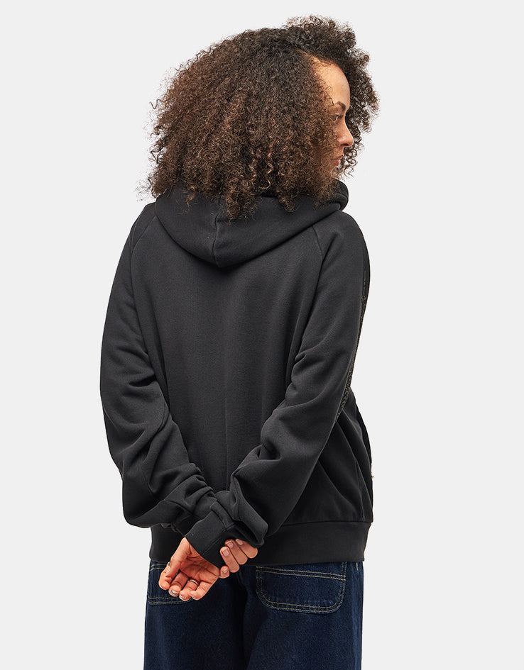 Welcome Grapple Cropped Pigment-Dyed Zip Hoodie - Black (Metal Studs)
