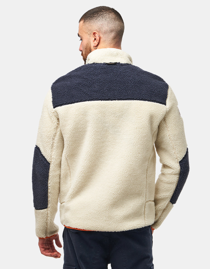 Napapijri Yupik Full Zip Fleece - White Heron/Blue Marine/Orange Pumpkin