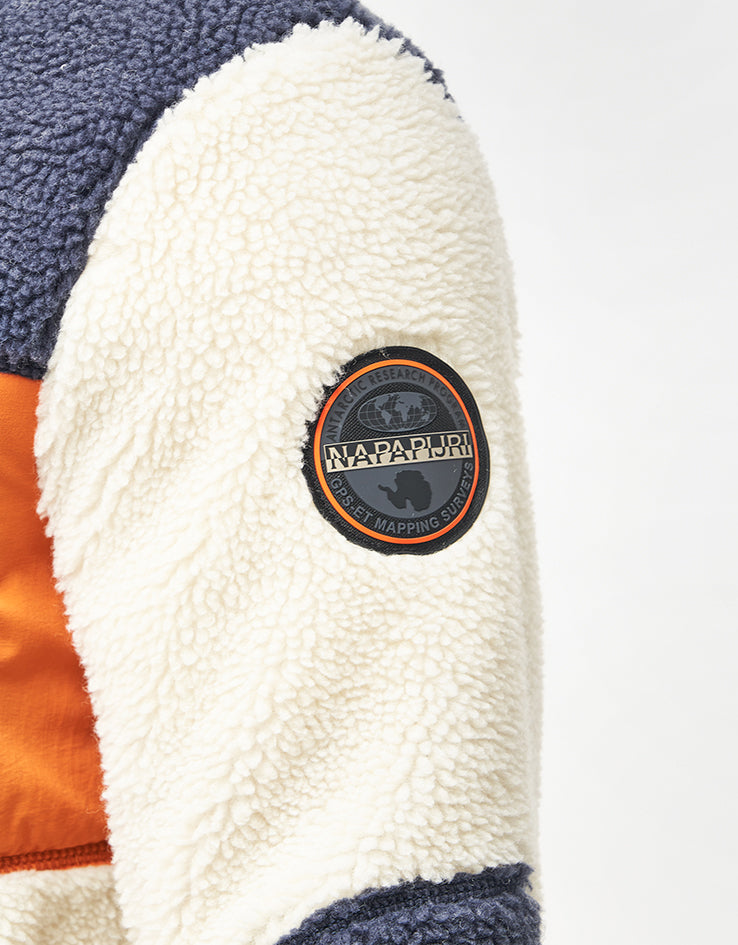 Napapijri Yupik Full Zip Fleece - White Heron/Blue Marine/Orange Pumpkin