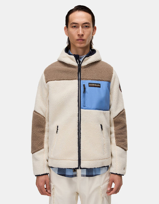 Napapijri Yupik Full Zip Fleece - White Heron/Will Gray/Light Blue