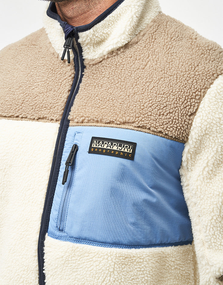 Napapijri Yupik Full Zip Fleece - White Heron/Will Gray/Light Blue