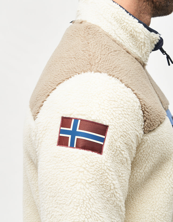 Napapijri Yupik Full Zip Fleece - White Heron/Will Gray/Light Blue