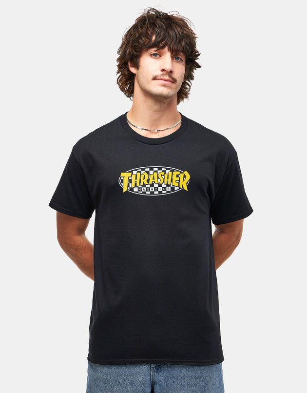 Thrasher Checkered Oval T-Shirt - Black