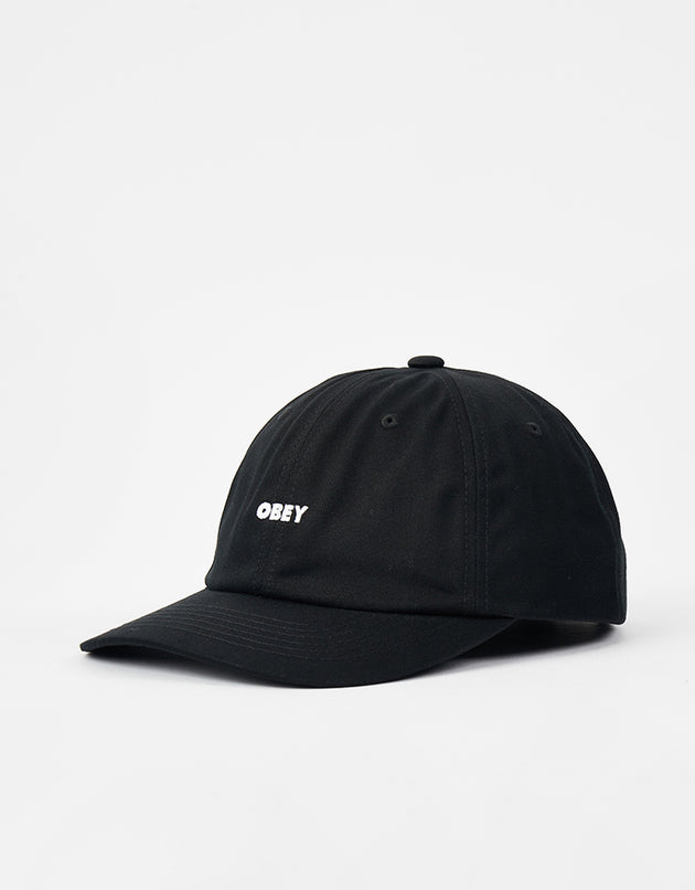 Obey Bold Curve 6 Panel Strapback Cap - Black