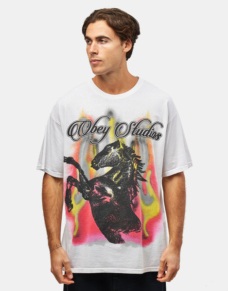 Obey Studios Horse Vintage Oversized T-Shirt - White – Route One