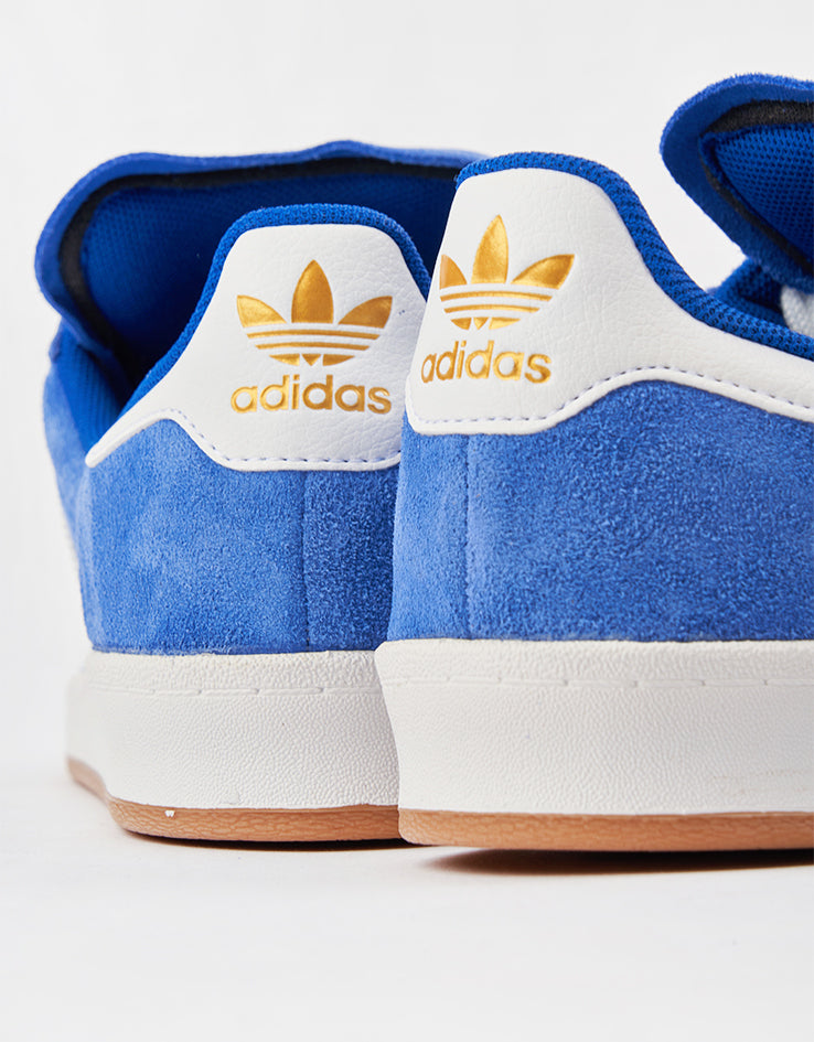 adidas Campus ADV Skate Shoes - Royal Blue/White/Gold Metallic Route One adidas Campus ADV Skate Shoes - Royal Blue/White/Gold Metallic Route One