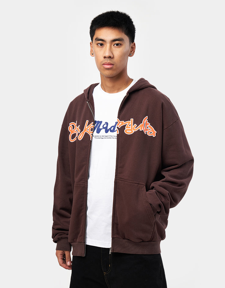 Butter Goods x Madlib Beat Konducta Zip-Thru Hoodie - Washed Chestnut
