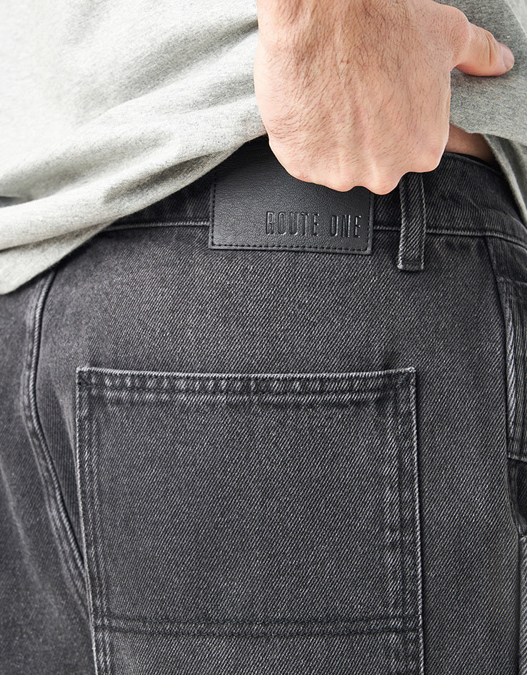 Route One Denim Carpenter Shorts - Washed Black