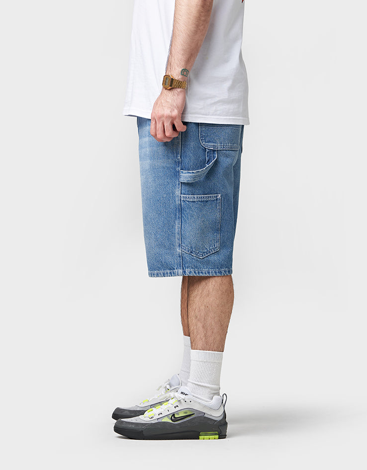 Route One Denim Carpenter Shorts - Washed Blue