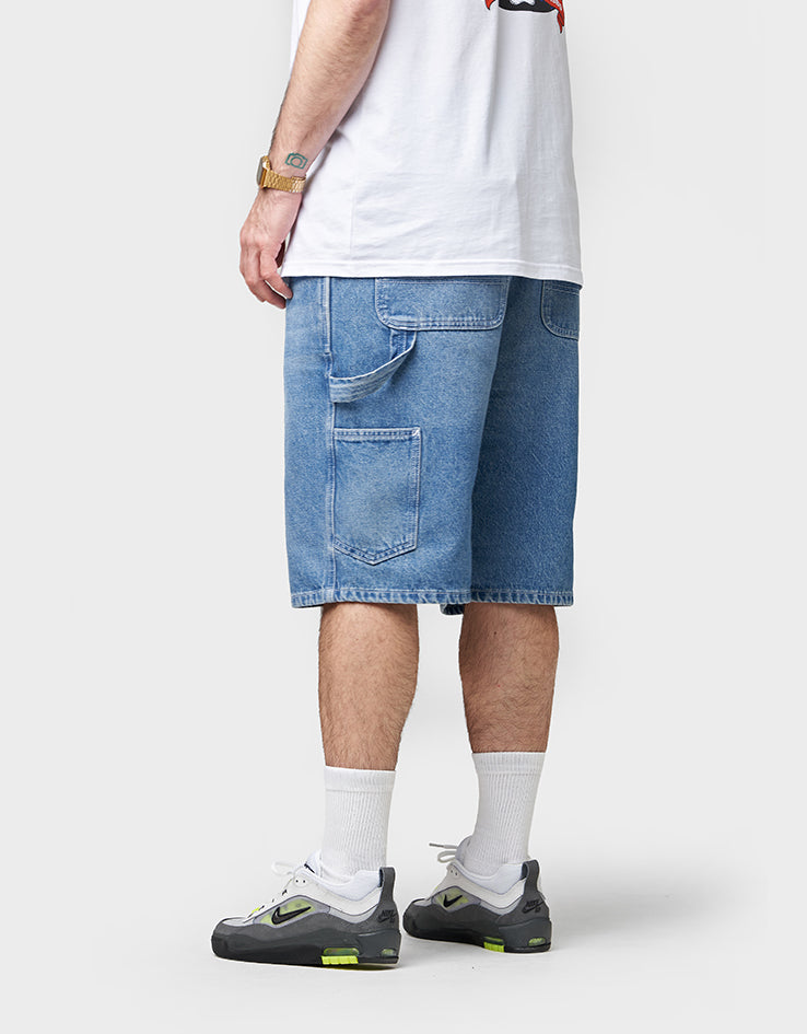 Route One Denim Carpenter Shorts - Washed Blue
