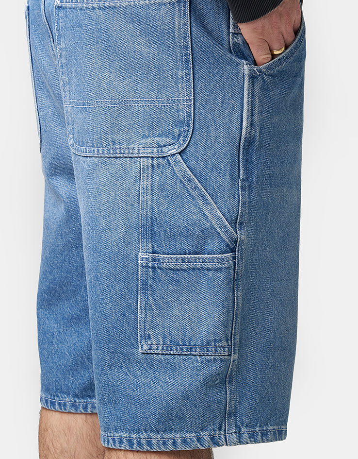 Route One Denim Carpenter Shorts - Washed Blue