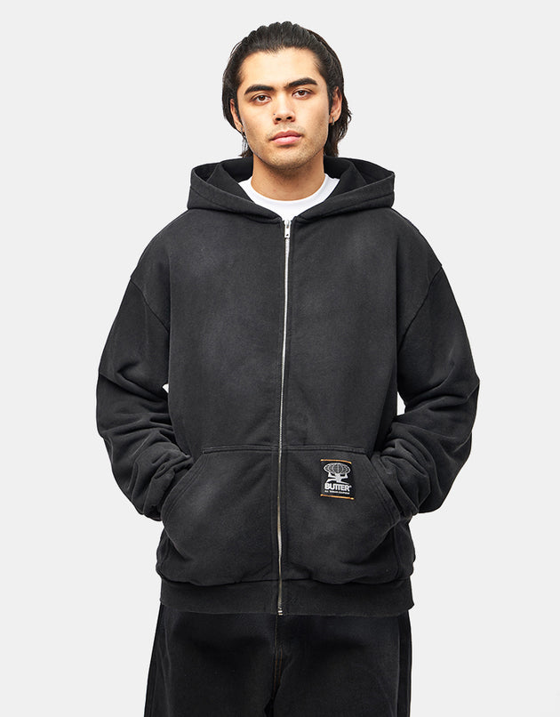 Butter Goods Garage Zip-Thru Hoodie - Faded Charcoal