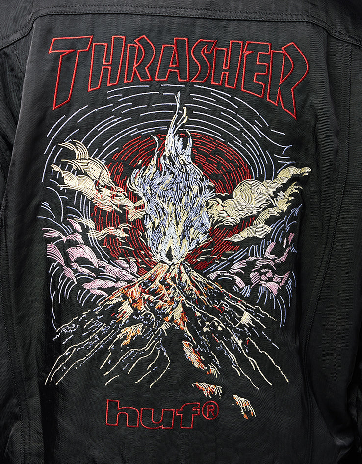 HUF x Thrasher Trucker Jacket - Black