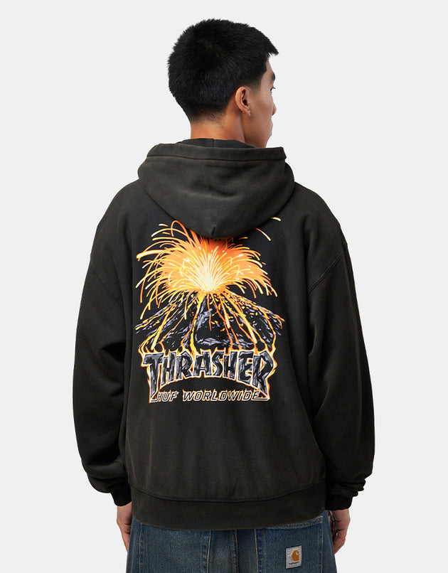HUF x Thrasher Meltdown Heavyweight Hoodie - Washed Black